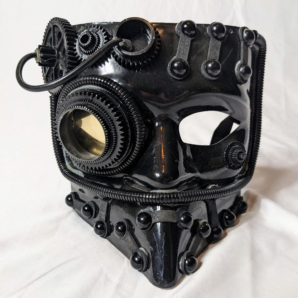 Black Steampunk Gear Face Mask Masquerade Halloween Costume Eye Gears One Size